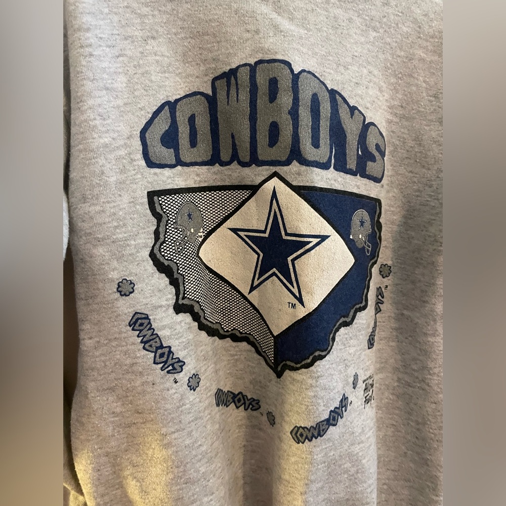 Vintage Cowboys Crew Neck Sweatshirt Gray - Picture 2 of 5